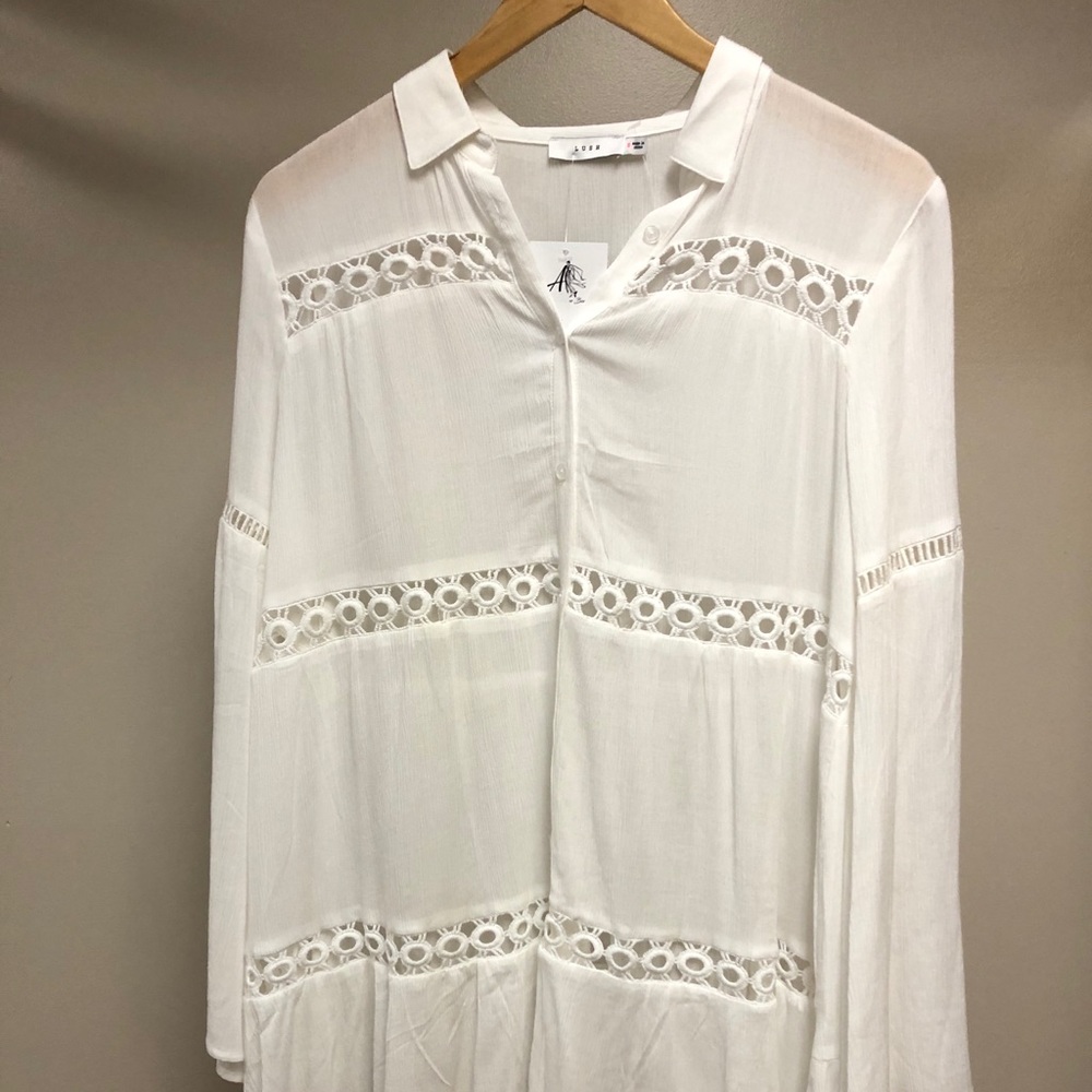 White Button Down Beach Cover Up